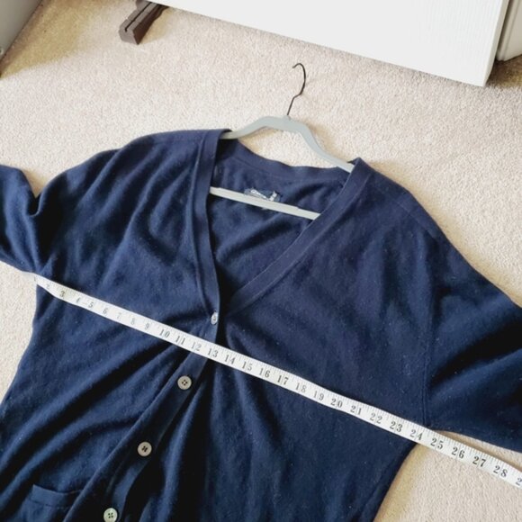 Lands End Pure Cashmere Button Up V-Neck Longline Classic Preppy Cardigan XL - Picture 4 of 9